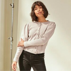 Women's AMO puff sleeve cardigan Fawn/Beige Small